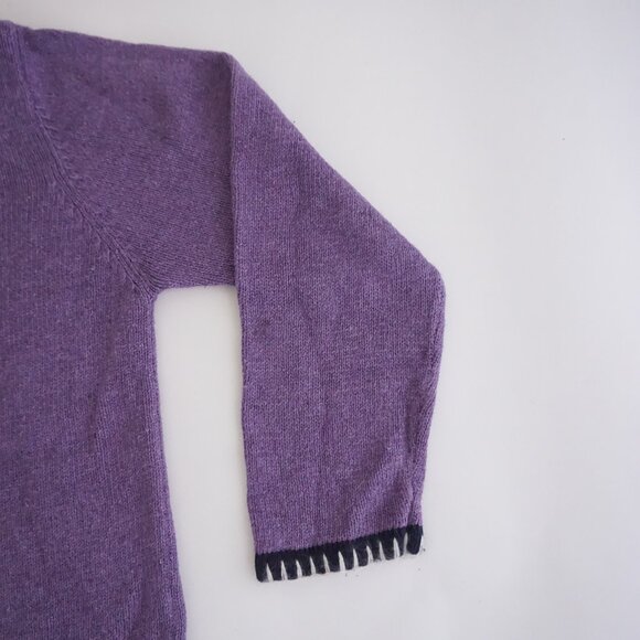 VTG Christopher & Banks Purple Floral Tree Embroidered Christmas Sweater L - Picture 4 of 9